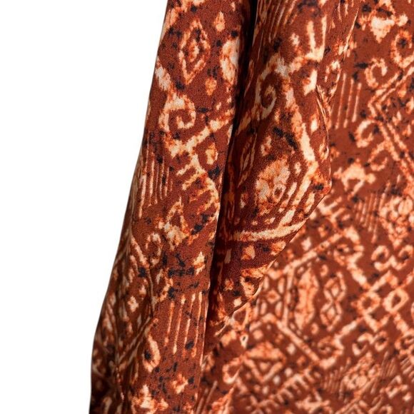 Calvin Klein Blouse Women's Small V-Neck Printed Long Sleeve Button Up Top - Picture 5 of 10